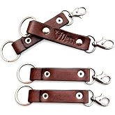 Dessi Leather Keychain with Belt Loop &ndash; Italian Cowhide Key Ring Holder, Swivel Lobster Clasp &ndash; Dark Brown &ndash; Pack of 2