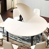 YTALUTTNIE Folding Round Table Top Extender 60'' inch Wood Round Table Top No Legs Foldable Replace Desktop for Indoor Outdoor Patio Table Heavy-Duty Portable Table Extender Top (White, 47.2in)