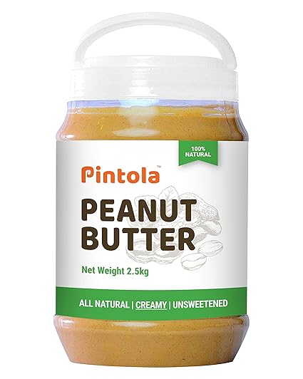 Pintola All Natural Peanut Butter (Creamy) (2.5 kg) (Unsweetened, Non-GMO, Gluten Free, Vegan)