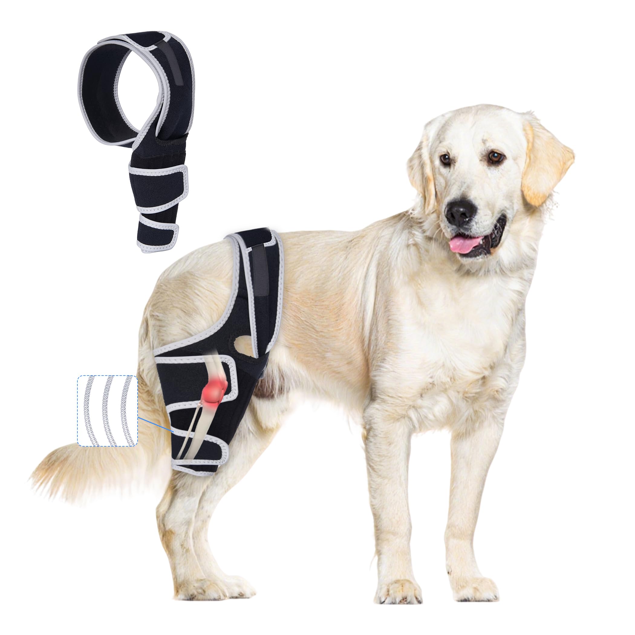 Photo 1 of Dog Knee Brace for Torn ACL Hind Leg, Adjustable Dog Leg Braces Rear Leg or Front Legs with Cruciate Ligament Injuries, Warm Joint Pain Relief Brace for Pets Knee Support Universal Four Legs, XXL