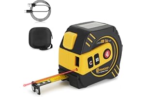 GPTARCER 130Ft/40M Laser Tape Measure 2-in-1, 16Ft/5M Tape Measure with Auto-Lock, Laser Measuring Tape with M/in/Ft/Ft+in, LCD Display, Pythagorean, Area, Volume for Construction DIY Woodworker