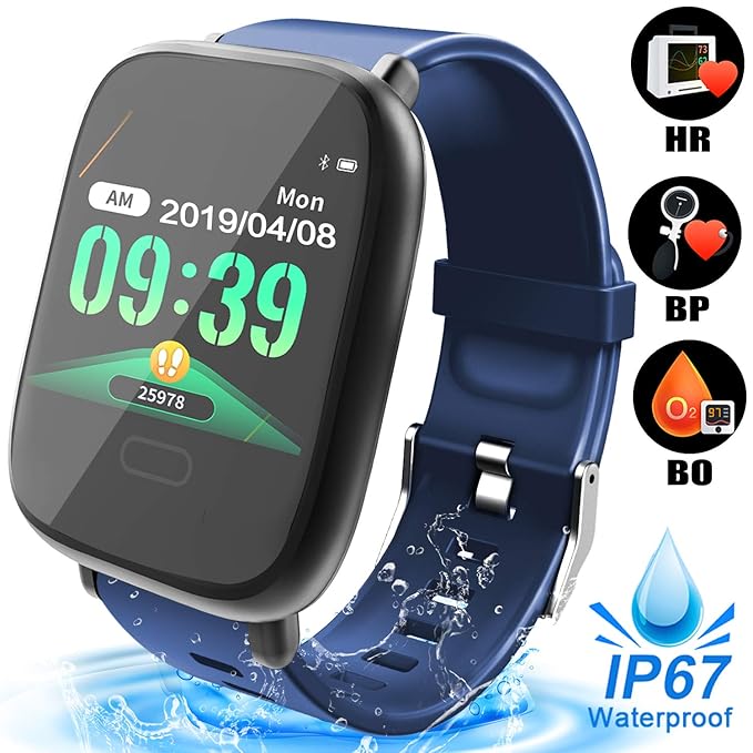 Fitness Tracker Smart Watch for Men Women, Waterproof Smartwatch with Heart Rate Blood Pressure Blood Oxygen Monitor Outdoors Sport Activity Tracker ...