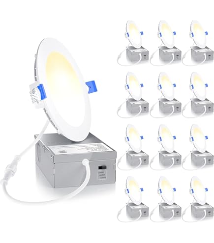 Nadair 6’’ LED Ultra Slim Recessed Lights, 3 Built-in Color Temperature (3K/4K/5K), 24-Pack, IC - View #3