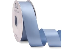 Ribbli Dusty Blue Satin Ribbon Double Faced Satin 1-1/2 Inch x Continuous 50 Yards-Blue Ribbon for Gift Wrapping Crafts Wedding Decoration Bows Bouquet Floral Arrangement