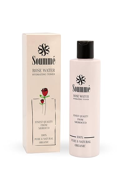 Soummé Rosenwasser - 100% biologisch, organisch & natürlich - ganze 280 ml - reinigend, pflegend und feuchtigkeitsspendend - 