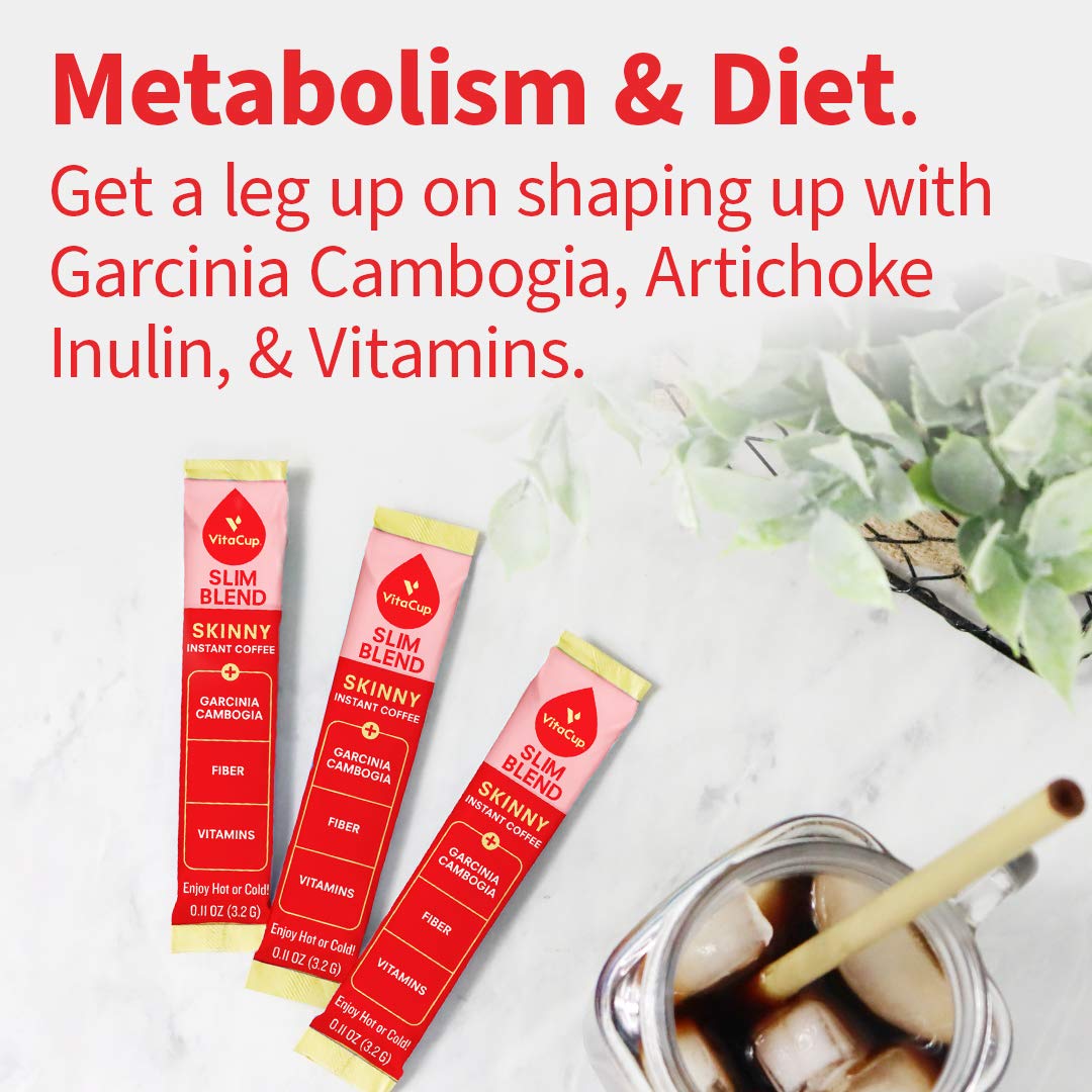 VitaCup Slim Coffee Instant Coffee Packets for Diet & Metabolism, Serve Hot or Cold with Vitamins B1, B5, B6, B9, B12 in Single Serve Sticks 10 CT : Grocery & Gourmet Food