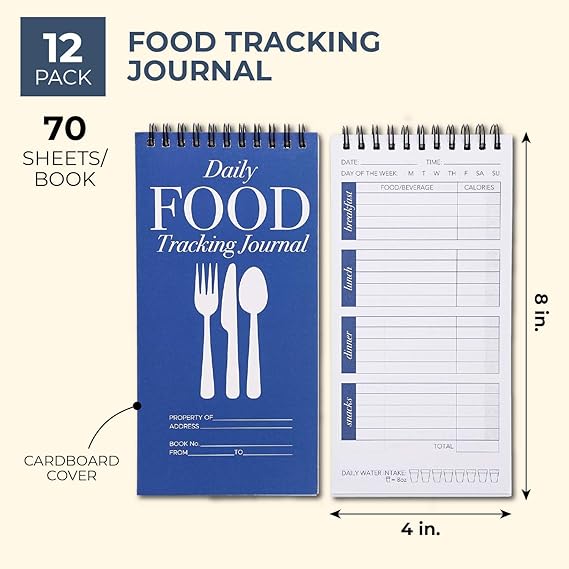 12 Pack Daily Food Intake Diary Tracker Journal Notebook 8 X 4 Inches