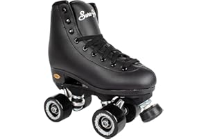 SURE-GRIP Sure Grip Fame Men & Women Premium Roller Skates Black Leatherette | Stylish Skates for Indoors - Double Structure, Stronger Grip, Extra Long Laces - Suitable for Beginners