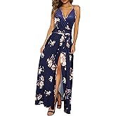 Newshows Women's 2026 Lightweight Summer Wedding Guest Beach Vacation Casual V Neck Split Flowy Maxi Dress