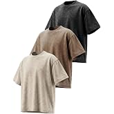 Men's Oversized T-Shirts Heavyweight Cotton, Unisex Vintage Acid Wash Drop Shoulder Baggy Fit Tee Tops