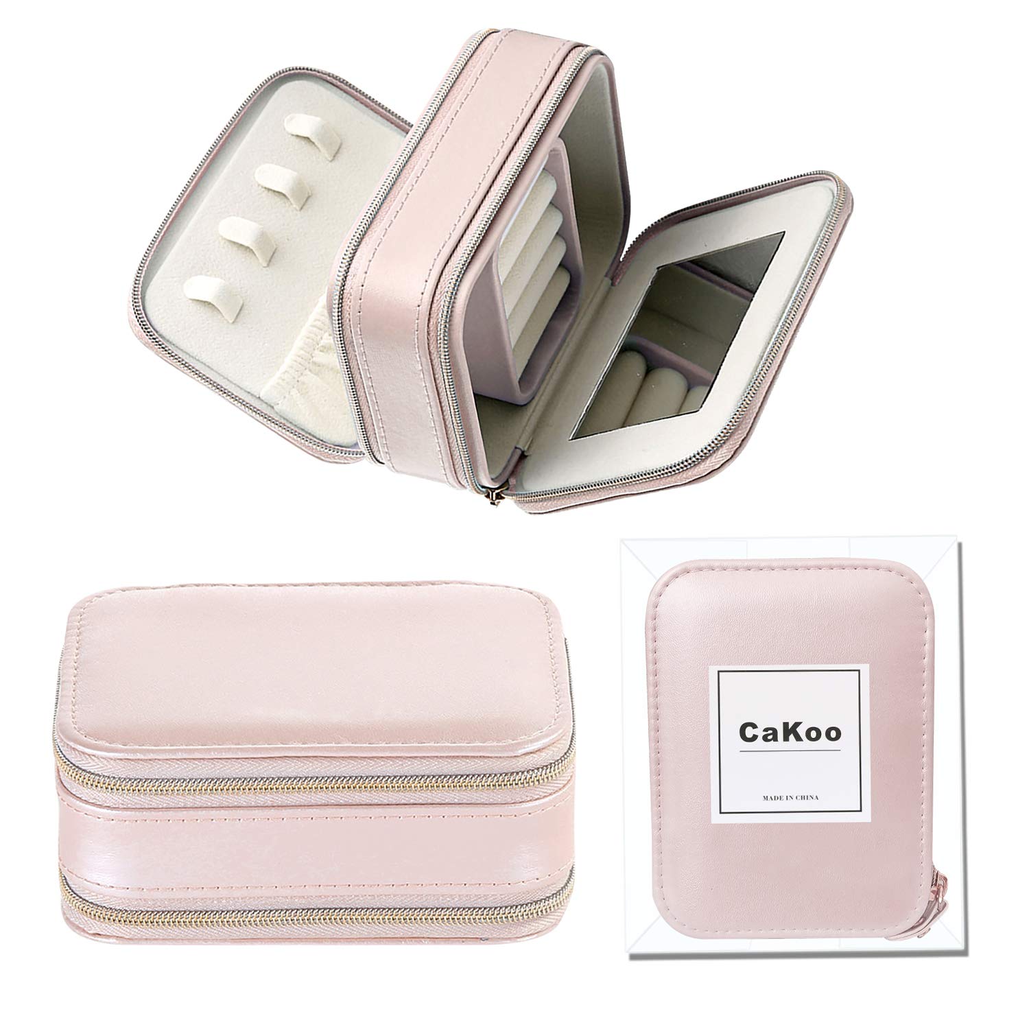 CaKoo Envibe Travel Jewellery Box, Sturdy and Lightweight Jewellery Organizer, Great for Traveling with Jewellery.（Pink）