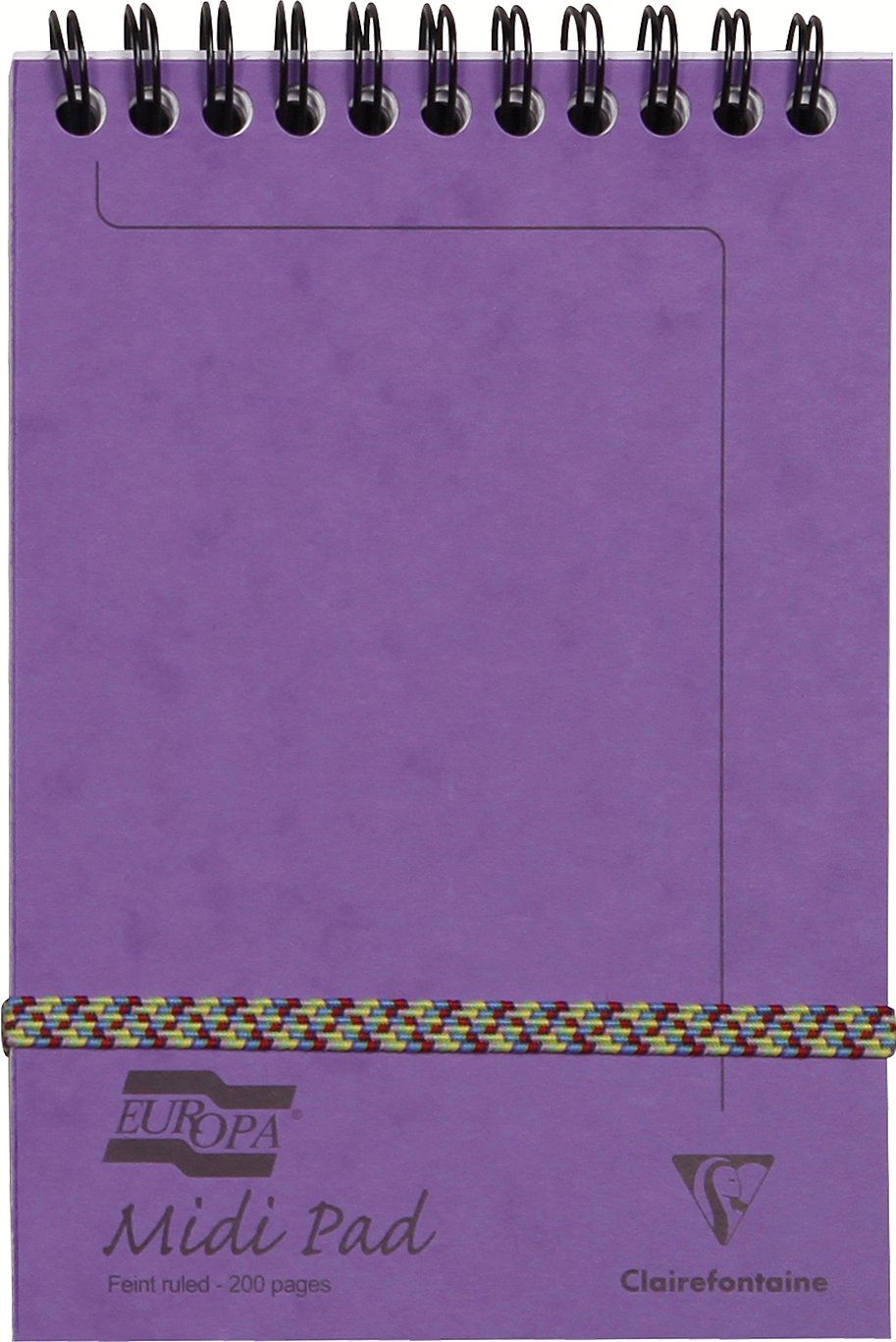 Clairefontaine - Ref 3119Z - Europa Midi Wirebound Pad (200 Pages) - 10.2 x 15.2cm in Size, 90gsm Brushed Vellum, Lined Rulings, Premium Pressboard Cover - Purple