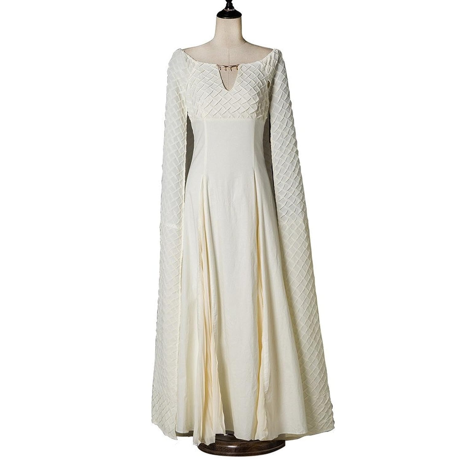 Chiffon Dress Halloween Cosplay Costume Beige Long Train Dress