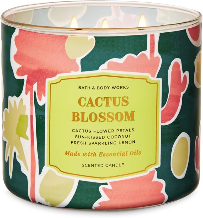 Bath And Body Works CACTUS BLOSSOM Scented 3 Wick Candle 411g Scented Candle with Essential Oil