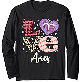 Love Aries Zodiac Sign and Love Heart For Women Long Sleeve T-Shirt