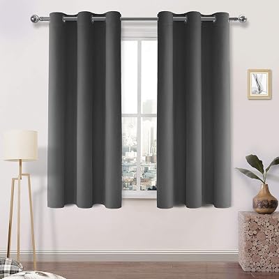 DWCN Blackout Curtains 2 Panels 54 x 46 Inch Eyelet Thermal Grey