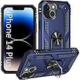 ADDIT i Phone 14 Plus Case, for iPhone 14 Plus Case,with Kickstand Ring,Adjustable Stand,Military Grade,Heavy Duty Protection,Shockproof,Anti-Fingerprint,Support Magnet Car Mount,Blue
