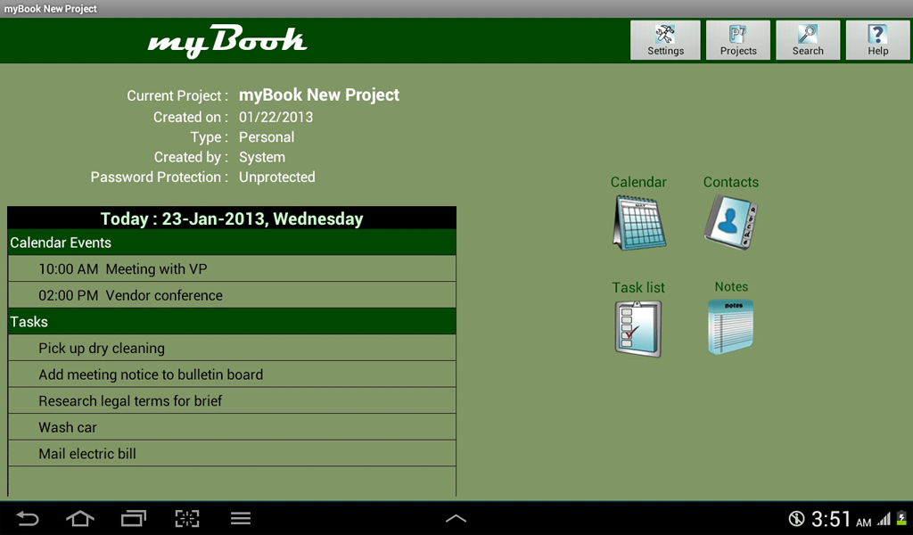 myBook Personal Organizer