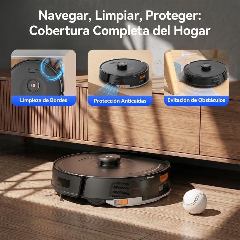 D8 Pro Robot Aspirador y Fregasuelos, 38000Pa Potente Succión con Estación de Succión 4L, Anti-Enredo de Pelos, Navegación LiDAR, Aspirador Robot 4-en-1 Aspira y Friega para Suelos, Alfombras