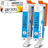 281 Ink Cartridges Cyan, Miss Deer Compatible Replacement for Canon CLI281 XXL 281XXL 280 280XXL C High Yield for Pixma TR7520 TR8520 TR8620 TS6120 TS6220 TS6320 TS702 TS8120 TS8220 Printer 2-Pack