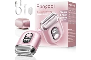 Fangaci Cordless Electric Shaver for Women: Mini Electric Razors with LED Display - Rechargeable Bikini Trimmer - IPX7 Waterproof Wet Dry Face Razor for Body Pubic Leg (Bright Pink)