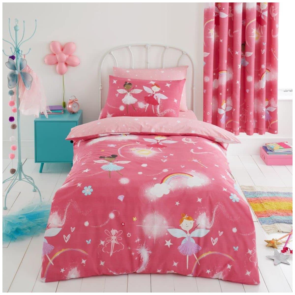 GC GAVENO CAVAILIA Kids Printed Duvet Cover with Matching Pillow Case, Easy Care Children Bedding, Polycotton, Fairy Buddies, Single