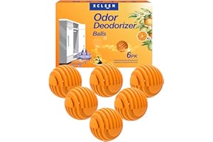 Xcleen Shoe Deodorizer Balls Citrus 6 Pack, Natural Essential Oil Long Lasting Sneaker Odor Eliminator, Small Spaces Air Freshener for Car Gym Bags, Drawers and Locker