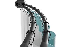 Zenna Home Rustproof Double Curved Shower Curtain Rod, No Drill Tension Mount, 50 to 72 Inches Adjustable Tension Shower Rod for Bathroom, Curves Out for Extra Room, Matte Black