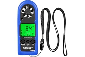 AIOMEST Digital Anemometer, Mini Wind Speed Meter Air Flow Gauge Measuring Wind Velocity Temperature, Handheld Velometer AI-816B with Max/AVG/Current Wind Chill for HVAC Shooting Sailing