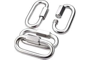4 Packs 1/2" Quick Links,Alele M12 Heavy Duty 304 Stainless Steel Quick Link D Shape Locking Looks for Carabiner, Hammock, Camping and Outdoor Equipment, Max. Load 3300 Lb