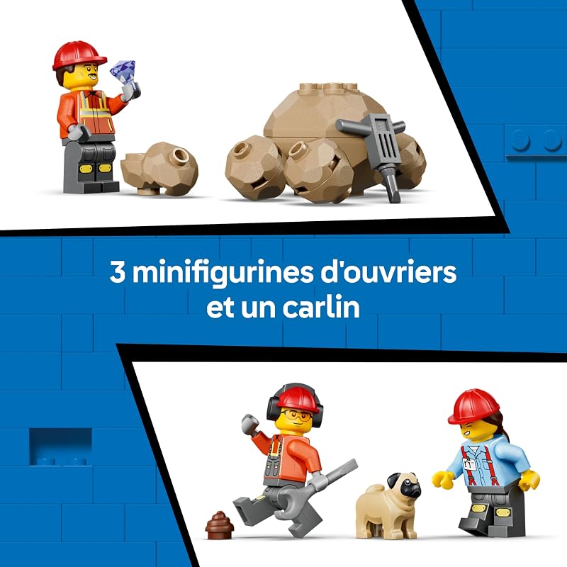 City Le Camion-Benne et la Chargeuse Frontale - Camions Jouets - Véhicules de Chantier Fonctionnels avec 3 Minifigurines - Cadeau d'anniversaire sur Le Thème des STEM pour Garçon dès 8 Ans 60494 — photo 6 sur 8