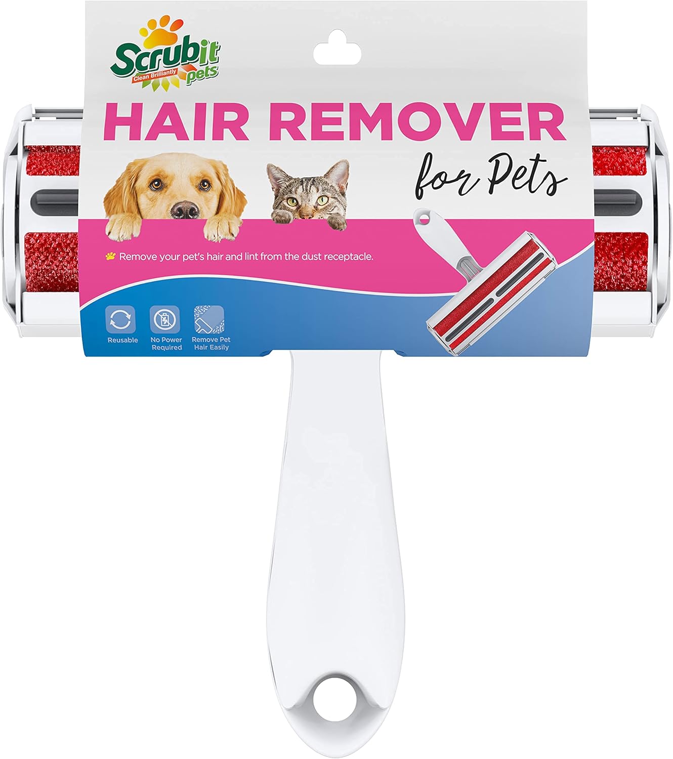 SCRUBIT Pet Hair Remover - Dog & Cat Roller Brush with Built-in Waste Bin - Reusable Animal Lint Removal Tool - Cleans Couch, Beds, Sofas, Cars, and Furniture from Pet Fur and Lint : Pet Supplies