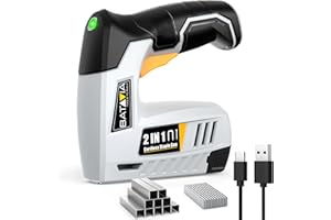 BATAVIA Electric Staple Gun, 2-in-1 Cordless Brad Nailer & Stapler Kit with 2000Pcs Nails & Staples, 4V Lithium-ion Rechargeable Nail Gun for Upholstery, Wood Working, DIY Home Projects