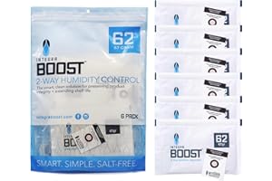Integra Boost - 62% RH Level - 67 Gram Size - Two-Way Humidity Control Pack - Incl. Replacement Indicator Cards - Food Storage & Herbs Moisture Balancer For Up to 1 LB (Pack of 6)