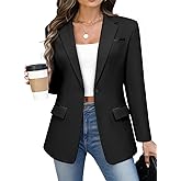 Kelyaa Women's Casual Business Blazer Notched Lapel One Button Open Front Long Sleeve Blazers Office Work Suit Jackets