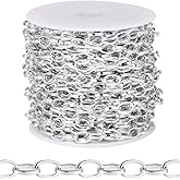 33FT Silver Paperclip Chain for Jewelry Making 5MM Silver Plated Aluminum Oval Link Chain Roll Bulk for DIY Crafts Jewelry Making
