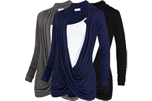 Free to Live 3 Pack Long Sleeve Nursing Tops Breastfeeding Shirts Cardigan Sweaters for Women Lightweight Postpartum Clothes