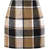 onlypuff Plaid Skirts for Women High Waisted Mini Skirts Ladies Fall Fashion Outfits Bodycon Above The Knee Dress