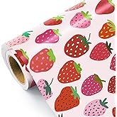 WRAPAHOLIC Strawberry Wrapping Paper Roll - Mini Roll - 17 Inch x 16.5 Feet - Sweet Strawberry Fruits Wrapping Paper for Summer, Birthday, Wedding, Bridal Shower
