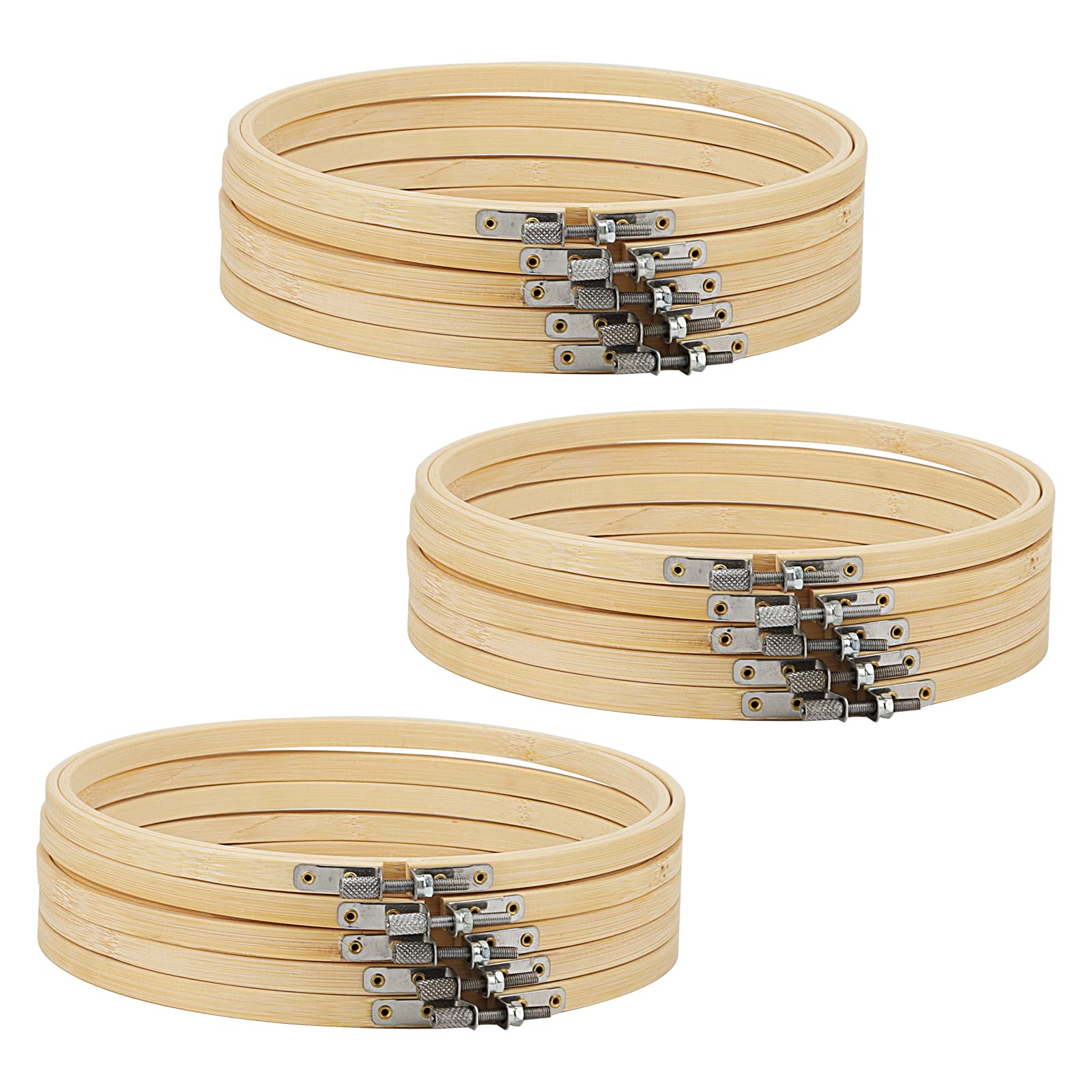 MANCHAP 15 Pack 8 Inch Embroidery Hoops, 20cm Adjustable Cross Stitch Hoop Embroidery Rings for Craft Making