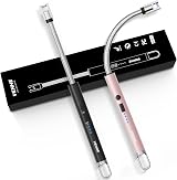 VEHHE 2 Pack USB Rechargeable Candle Lighters with LED Display Black Silver