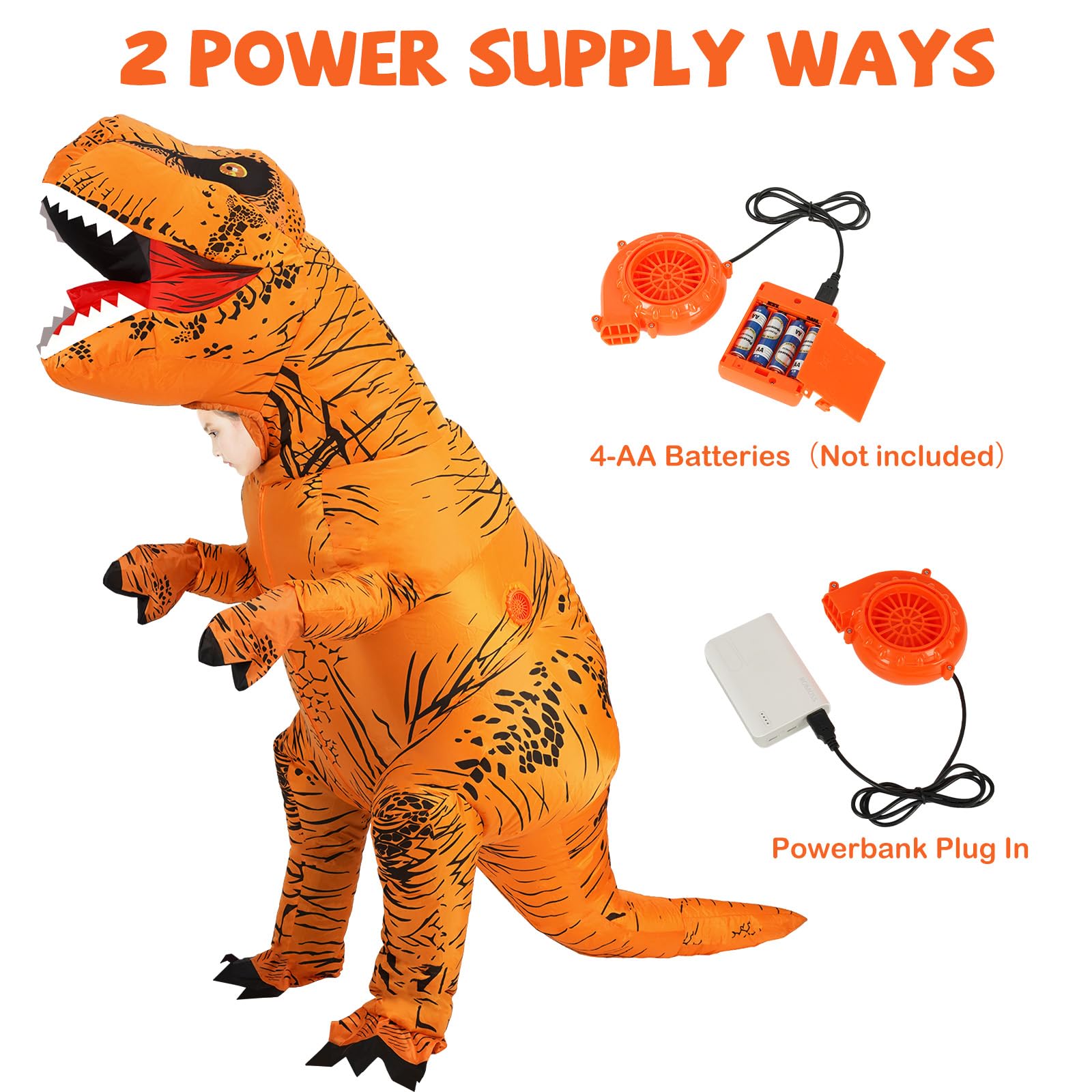 YEAHBEER Inflatable Dinosaur Costume，T-Rex Dinosaur Costume Blow up T-Rex Funny Fancy Inflatable Costume