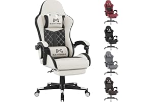 GAMTIMER Gaming Chair, Computer Office Chair with Footrest, 155° Reclining Chair, Ergonomic High Back Computer Chair with Headrest and Lumbar Support for Adults and Kids (Black-White)