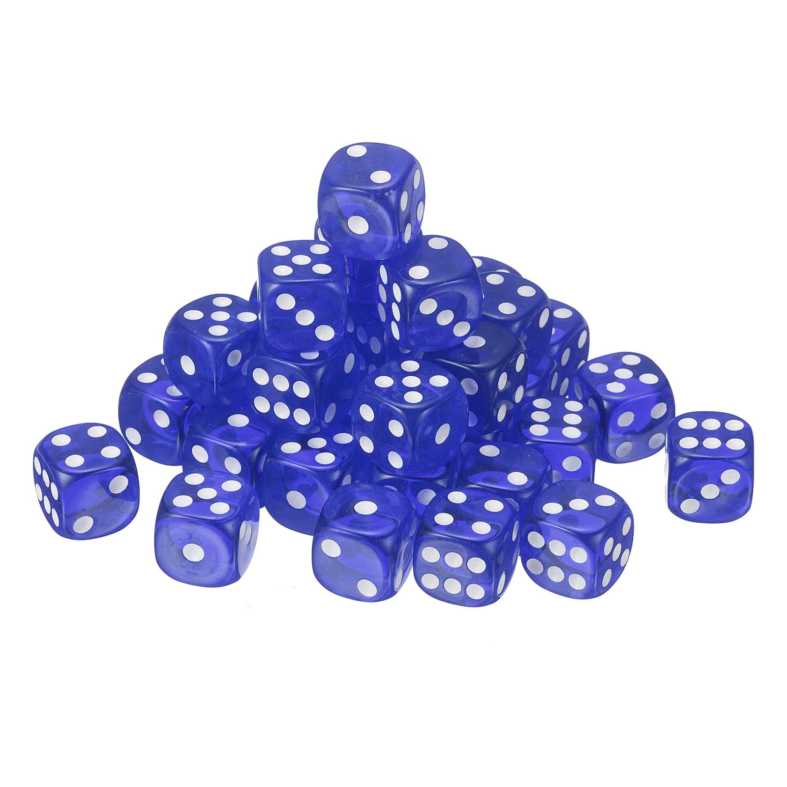 sourcing map 36Pcs 6 Sided Acrylic Dice, 18mm/0.71" Rounded Corner Translucent Colored D6 Game Dice for Theme Party Fun Table Board Games, Blue