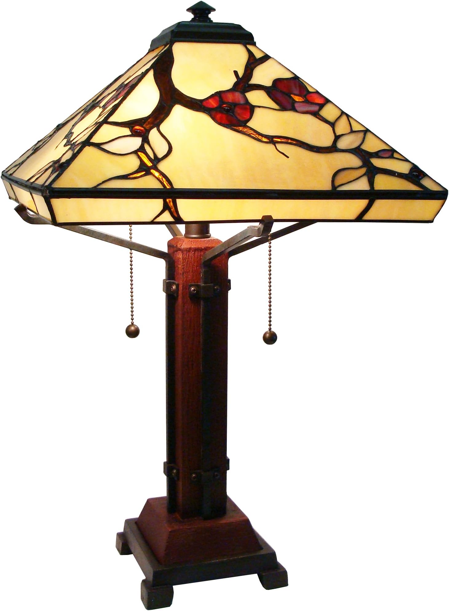 Fine Art Lighting Tiffany Table Lamp Mission Style 224 Glass Counts Includes 12 Cabochons M1698, 14 x 24