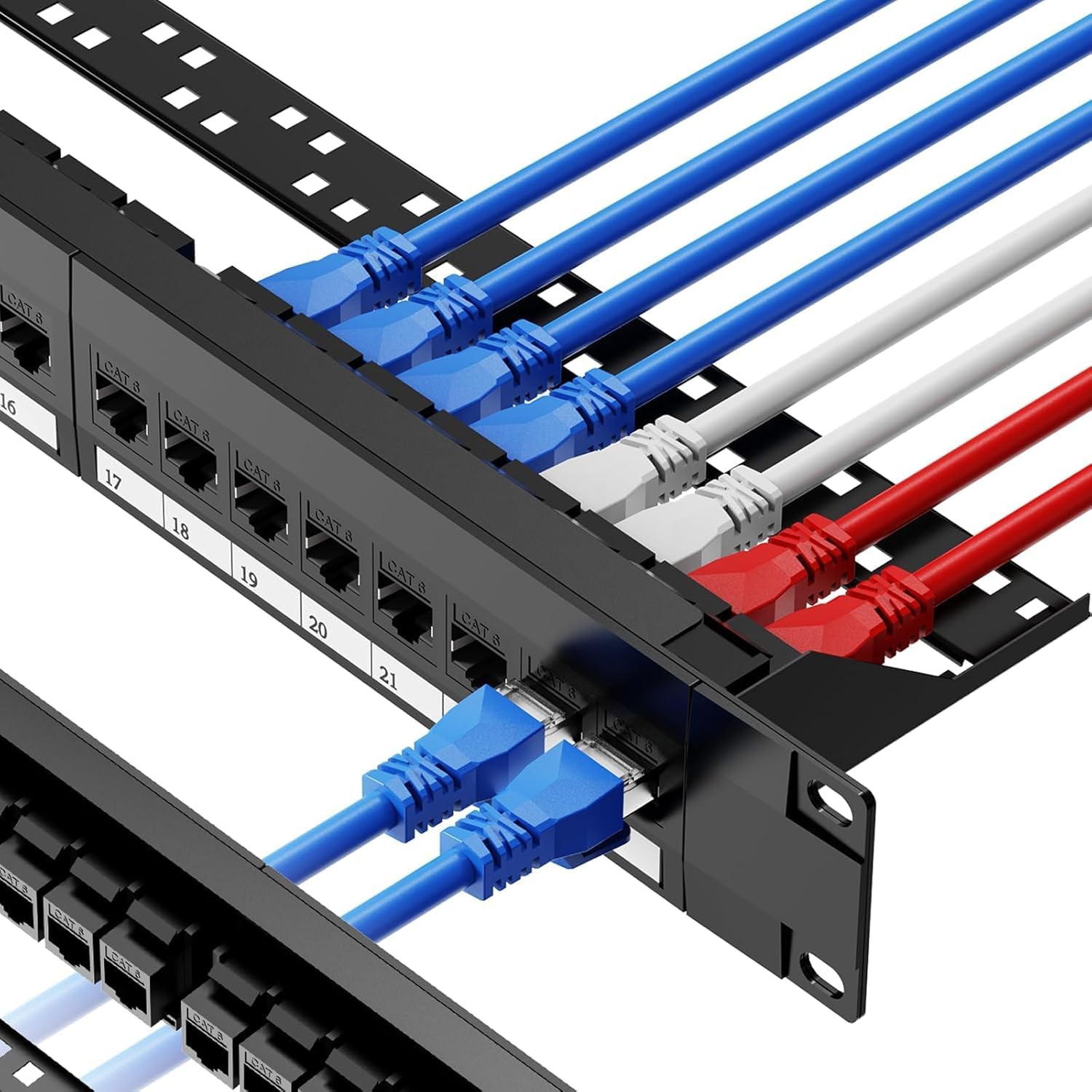 CableGeeker Patch Panel 24 Port Cat6 with RJ45
