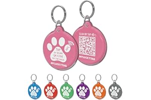 MYLUCKYTAG NFC & QR Code Smart Pet ID Tag Personalized Dog Cat Tag, Online Pet Profile, Pet Location Alert Email