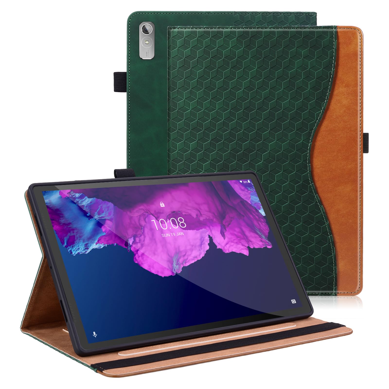 Vkooer Case for Lenovo Tab P11 2nd Gen 11,5 inch 2022 (TB350FU/TB350XU) Leather Folio Cover Lenovo Tab P11 Gen 2 Case with Auto Sleep/Wake Multi Angle Stand - Dark green