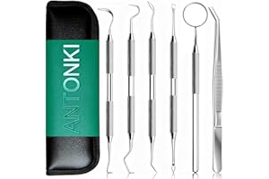 Antonki 6 Pcs Dental Tools, Teeth Cleaning Tools, Dental Hygiene Kit, Dentist Picks Professional Stainless Steel Dentist Tool