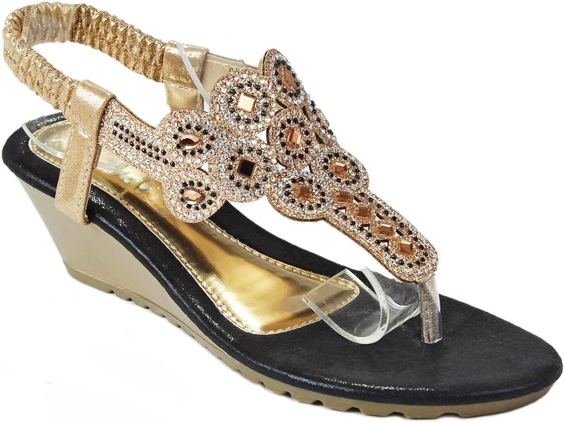 Amazon.com | Women Aldo-325 Black Glitter Sparkle Rhinestone Cut Out T-Strap Slingback Thong 